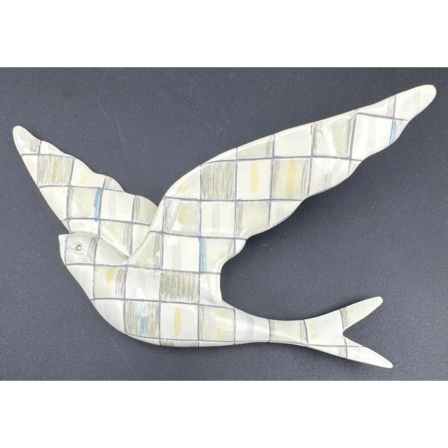 MacKenzie Childs Sterling Check Gray Swallowtail Bird Wall Decor Resin Set of 4 For Sale - Image 6 of 9