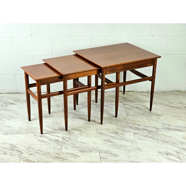 1950s Trio of Danish Modern Teak Nesting Tables in the Style of Hans Wegner For Sale In Richmond - Image 6 of 8