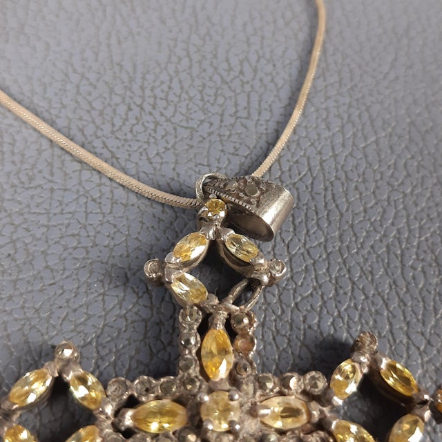 Metal Vintage 925 Silver Necklace with Cross Pendant, 1970s For Sale - Image 7 of 11