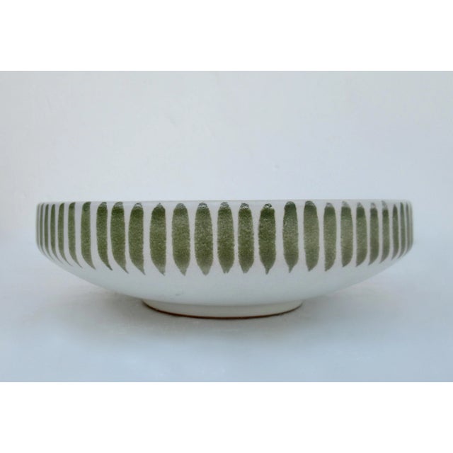 Dark Green Vintage C.1970's Scandinavian Norwegian Original Hand-Painted & Numbered Matte Glazed Clay Pottery Large Display Charger For Sale - Image 8 of 13