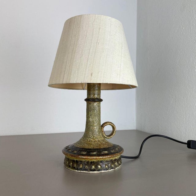 Article: ceramic table light base. Producer: jette helleroe, denmark. Decade: 1970s. This original vintage ceramic pottery...