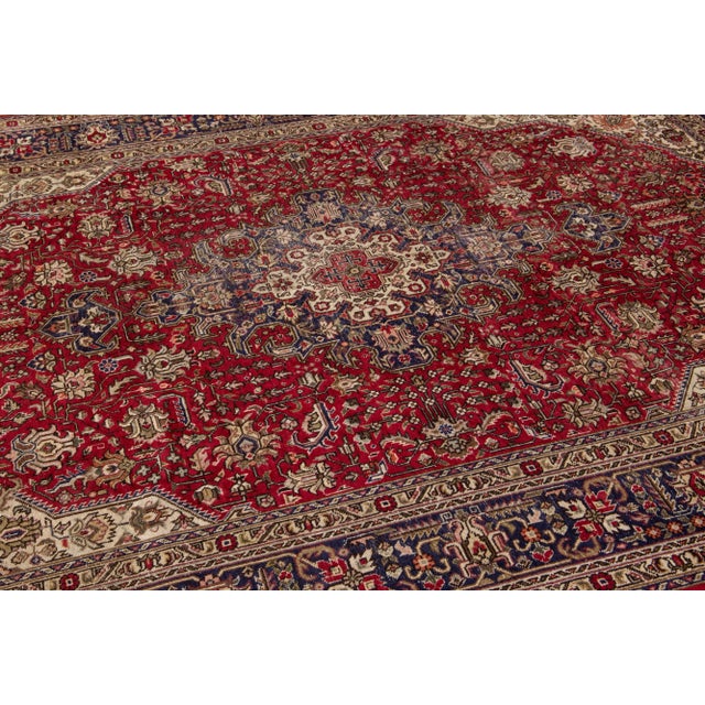 1960s Vintage Persian Tabriz Handmade Medallion Brown Wool Rug For Sale In New York - Image 6 of 7