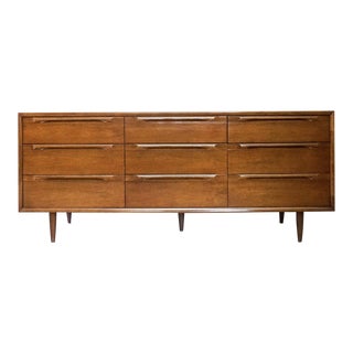 Mid Century Modern 9 Drawer Lowboy Credenza For Sale