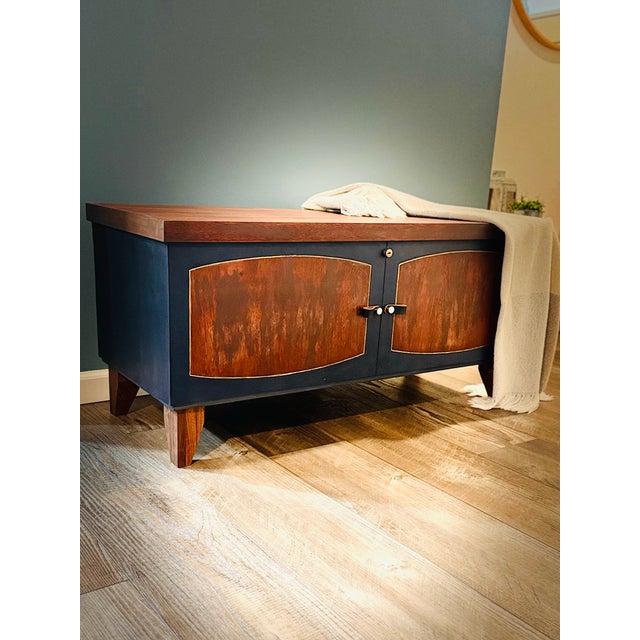 This Vintage Cavalier Cedar Chest is a statement piece that blends classic mid-century warmth with a sleek, modern edge....