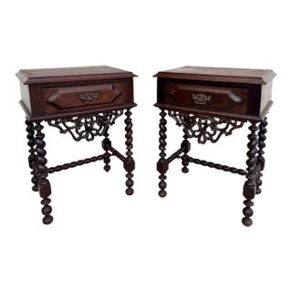 Pair of Portuguese Barley Twist Nightstands, 1940s For Sale