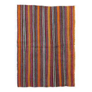 Turkish Striped Decorative Kilim Rug - 4`2" X 4`11"