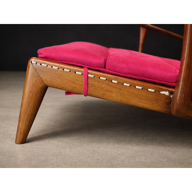 Brazilian Modern Chaise Lounge in Caviúna Wood & Fabric by Pierre Weckx, Brazil, 1950s — Lot 573A For Sale - Image 11 of 17