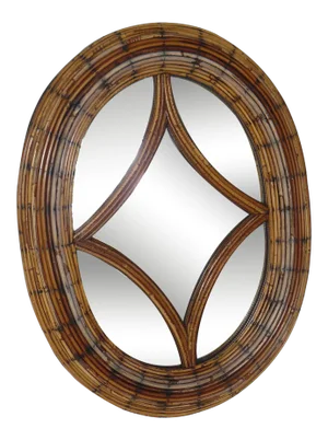 Oval Pencil Reed Bamboo Mirror