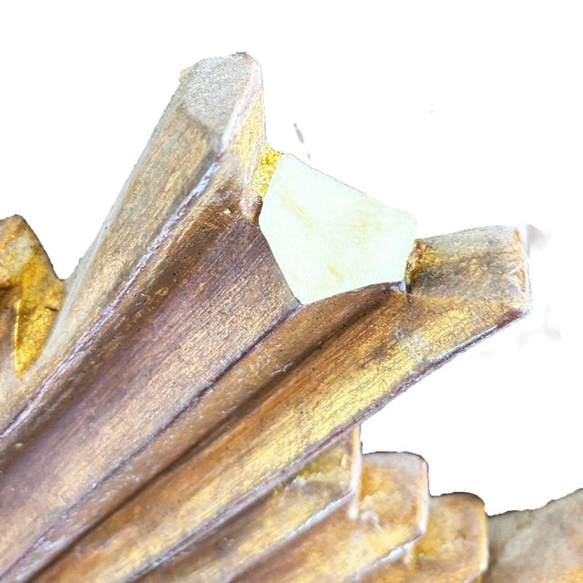 48" MCM Style Gilt Wood Starburst Mirror by Carol Canner for Carvers Guild For Sale - Image 9 of 13