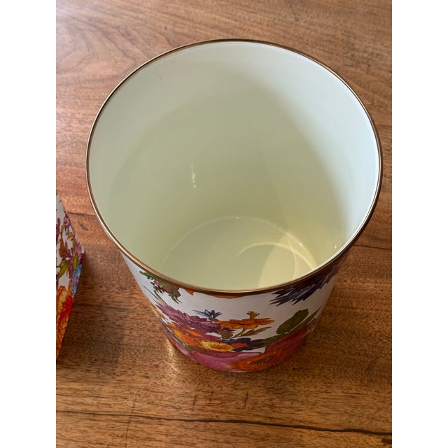 Ceramic Mackenzie Childs Flower Market Boutique Tissue Box + Waste Basket For Sale - Image 7 of 12