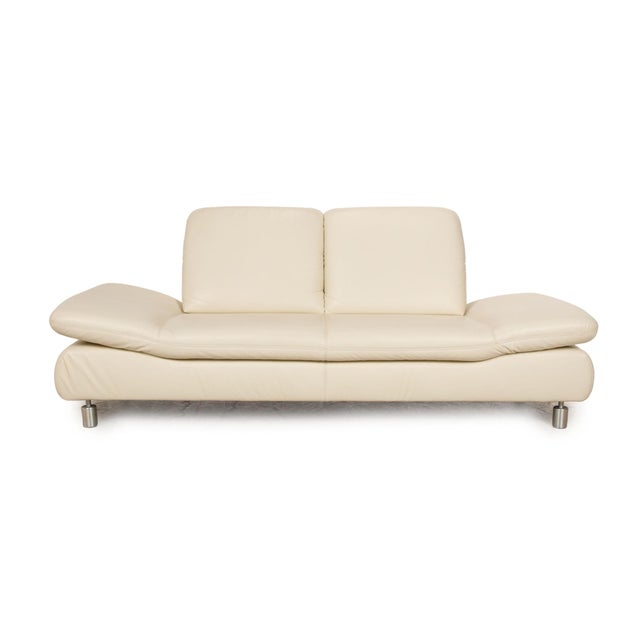 Modern Rivoli Leather Two Seater Cream Sofa from Koinor For Sale - Image 3 of 16