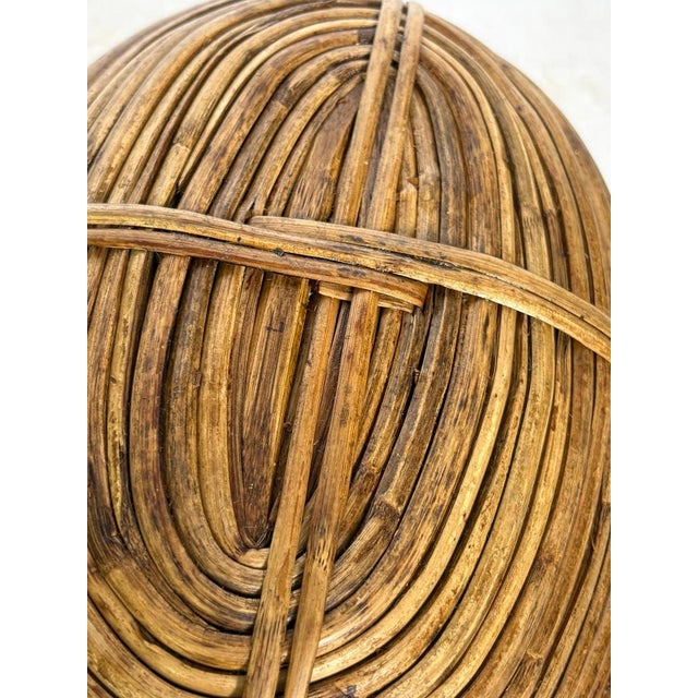Metal French Riviera Rush and Brass Basket, France, 1950s For Sale - Image 7 of 12