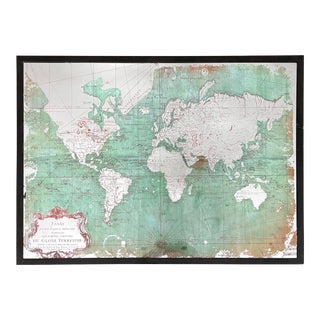 Steel-Framed World Map Mirror For Sale