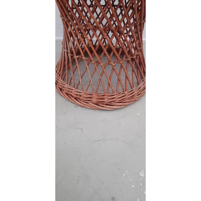 Low Vintage Rattan Stool For Sale - Image 4 of 9