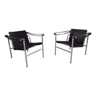Armchairs Mod LC1 by Le Corbusier, Pierre Janneret for Cassina, 1970s, Set of 2 For Sale
