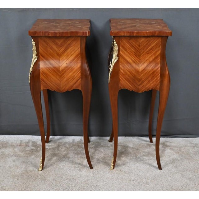 Mid-20th Century Louis XV Marquetry Bedside Tables, Set of 2 For Sale - Image 11 of 18