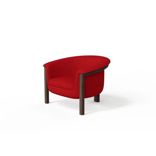 Red Modern Agnes Armchair in Walnut and Red Wool Fabric by Javier Gomez For Sale - Image 8 of 8