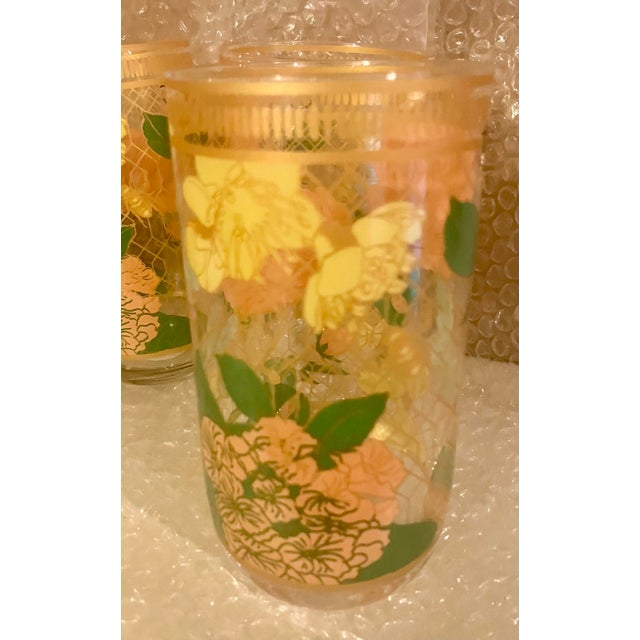 Anchor Hocking 1940 “Anchor Hocking” Depression Amber Glass Pitcher & 8 Fitz Glasses. For Sale - Image 4 of 6