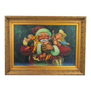 1990s Large Christopher Radko Oil Painting "Christmas Joy" Ltd. Ed. 160/500 Framed Coa For Sale