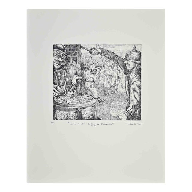 Amedeo Tedeschi Toschi, Two Friends: Hommage to Guy De Maupassant, 1990s, Etching For Sale