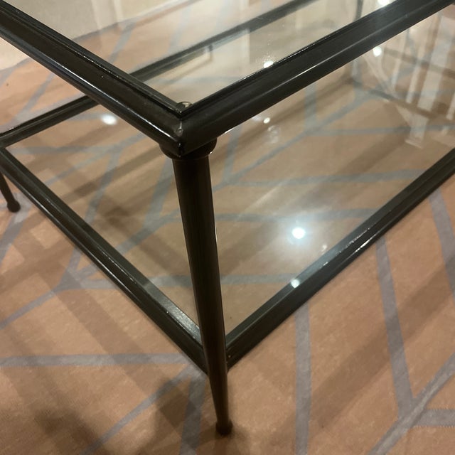 Pottery Barn Rectangular Glass Coffee Table With Iron Frame For Sale - Image 4 of 5