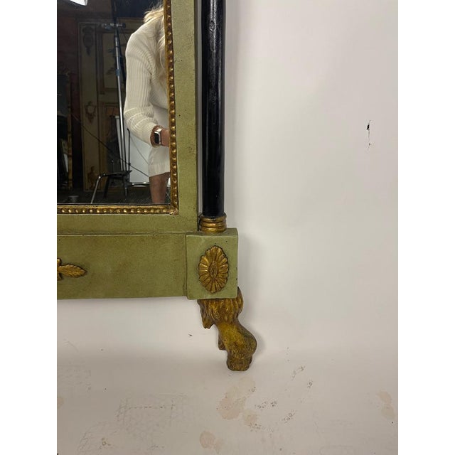 Late 19th Century Green Painted Continental Eglomise Mirror with Neoclassical Decoration For Sale - Image 4 of 18