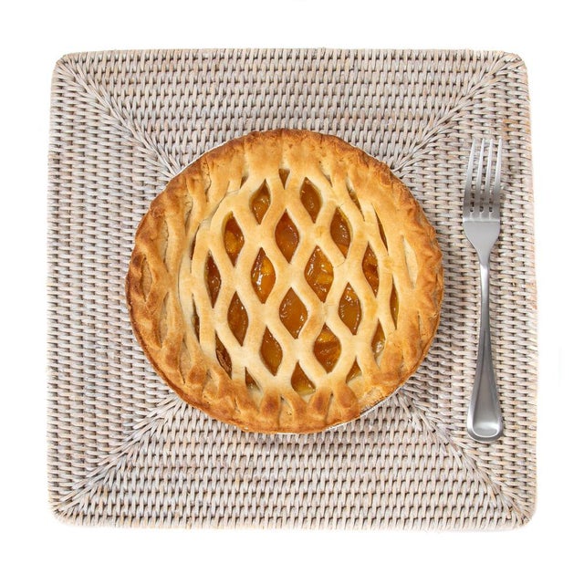 2020s Artifacts Rattan Square Placemat in White Wash - 13" For Sale - Image 5 of 7