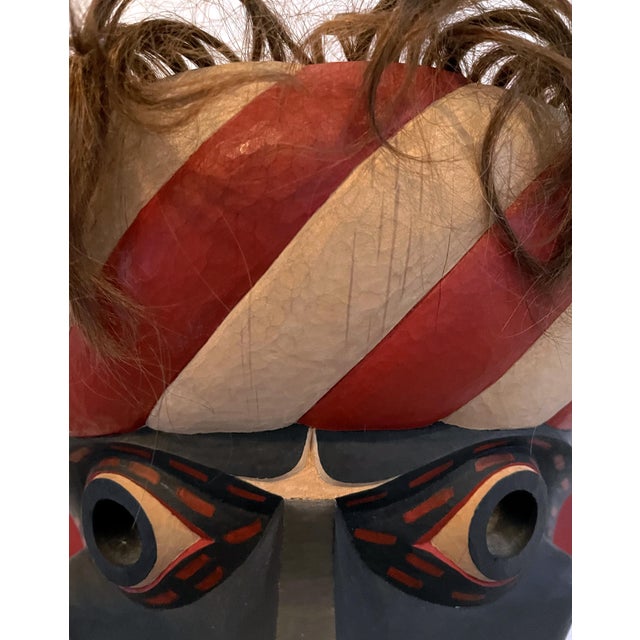 Yellow Carved Tribal Mask from Pacific Northwest Coast by David Frankel For Sale - Image 8 of 9