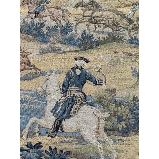 Vintage French Aubusson Style Jacquard Hunting with Hounds Tapestry, 1970s For Sale - Image 6 of 18
