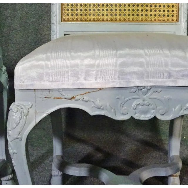 Set of 6 French Cane Back Louis XV Painted Dining Chairs, Circa 1940 For Sale In Philadelphia - Image 6 of 13