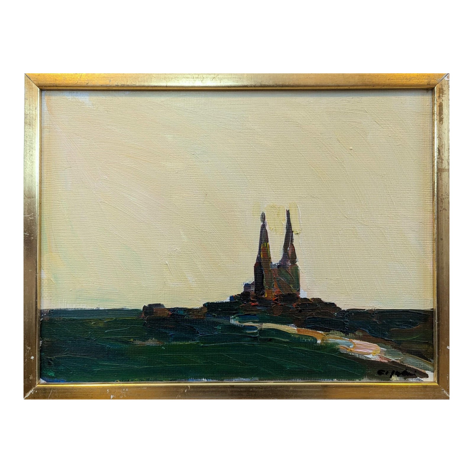 1975 MidCentury Modern "Chartres in Evening Light" Vintage Original