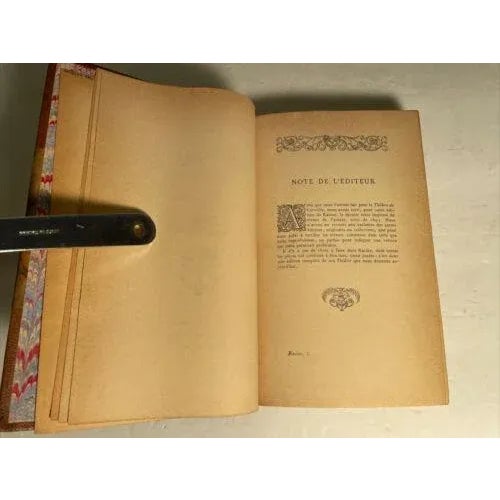 Brown Antique French Leather Books - Decorative Marbled Covers - Set of 3 For Sale - Image 8 of 11