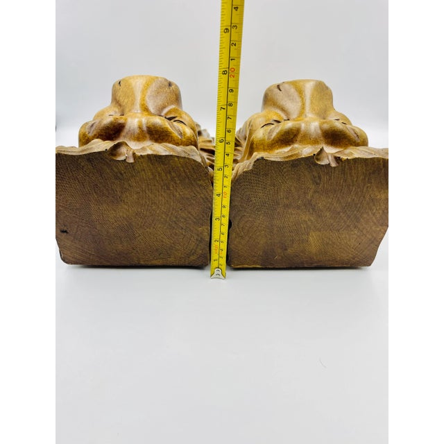 Early 20th Century Carved Wood Lion Head Wall Brackets- Set of 2 For Sale - Image 9 of 12