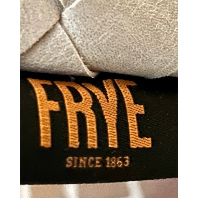 2000s Frye Gray Faux Leather Weaved Decorative Lumbar Pillow For Sale - Image 4 of 7