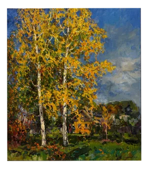 Leonid Vaichilia, Golden Autumn, Oil Painting, 1990s
