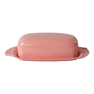 Vintage Pink Lidded Butter Dish by Boonton For Sale