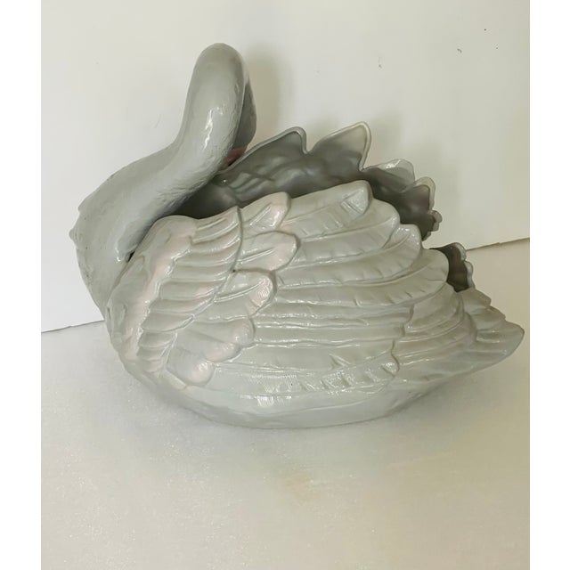 Shabby Chic Large Italian Gray Swan Planter Signed For Sale - Image 3 of 6