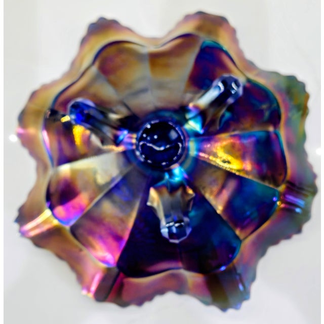 Classic Period Imperial Amethyst Carnival Glass Windmill Footed Bowl For Sale - Image 9 of 9