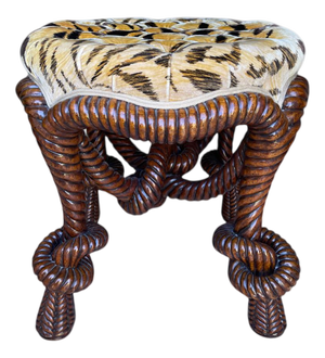Rope-Twist Stool in Mahogany