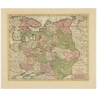 Antique Map of European Russia by Tirion, 1725 For Sale