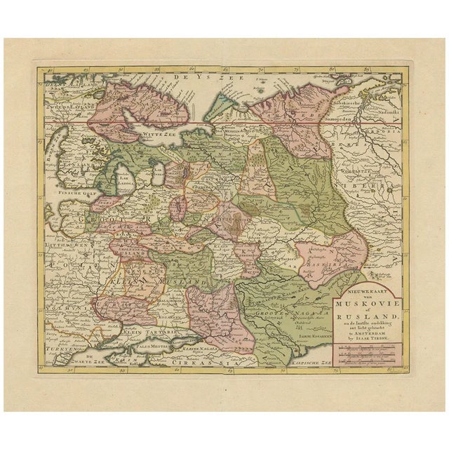 Antique Map of European Russia by Tirion, 1725 For Sale