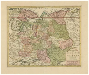 Antique Map of European Russia by Tirion, 1725