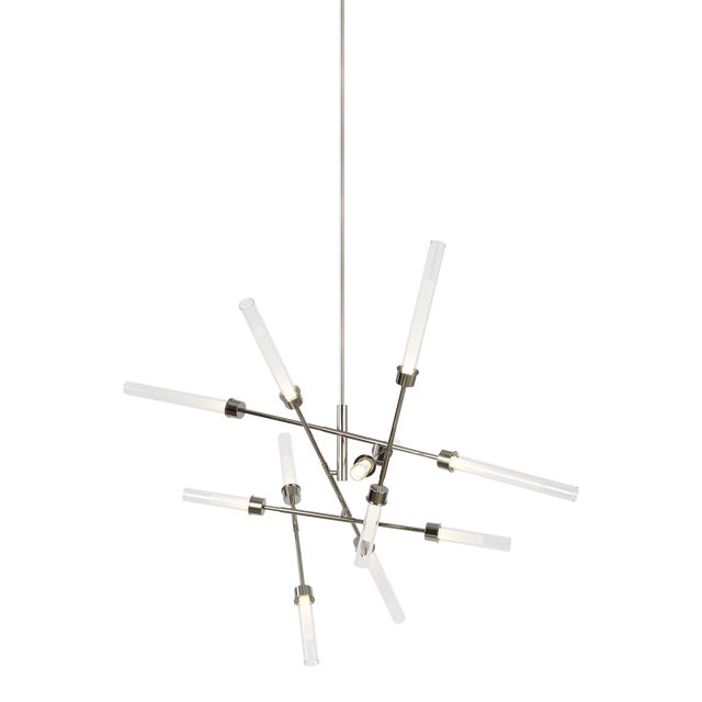 Visual Comfort Modern Linger 12-Light Abstract Chandelier LED Polished Nickel For Sale
