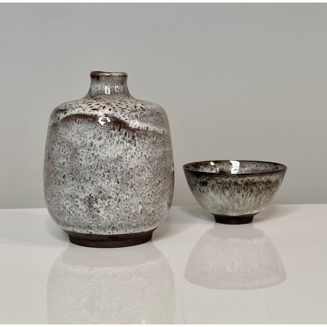 Mid-Century Modern Studio Ceramic Bottle Vase and Bowl by Elli & Walter Serocka, Germany 1970s, Set of 2 For Sale - Image 3 of 17