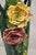 Capodimonte Vtg Victorian Style Green Ceramic Capodimonte 18" Vase With Pink Yellow Flowers For Sale - Image 4 of 13