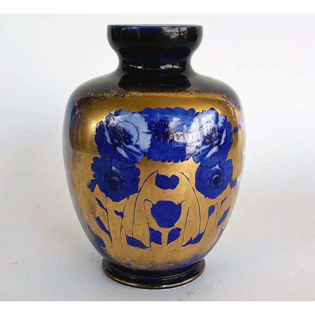 Staffordshire 1900s English Royal Staffordshire Flow-Blue Ironstone Vase "Irene" Pattern For Sale - Image 4 of 7