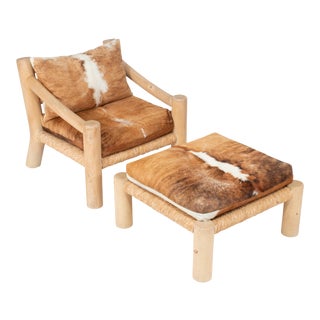 Vintage Michael Taylor Style Lounge Chair and Ottoman For Sale