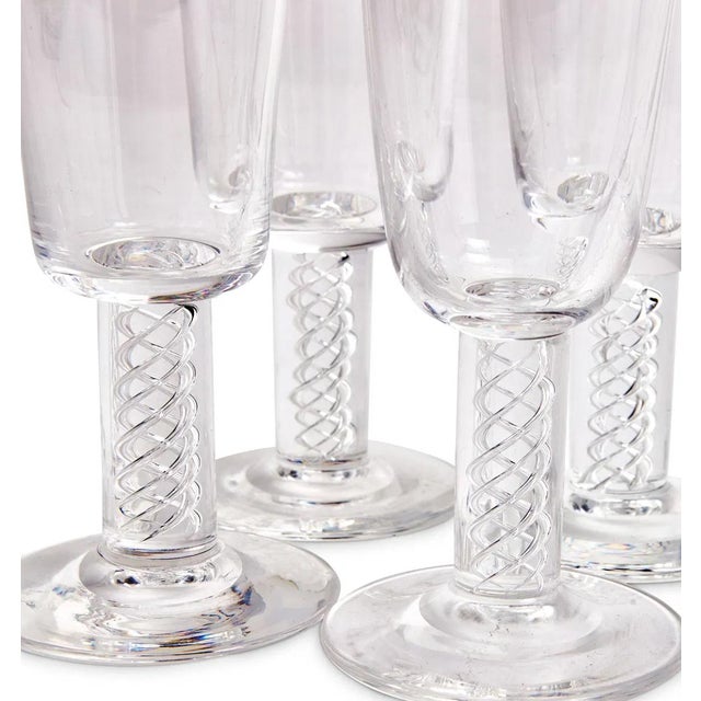 Art Deco Set of 4 Steuben Frederick Carder Crystal Air Twist Stem Cordials For Sale - Image 3 of 4