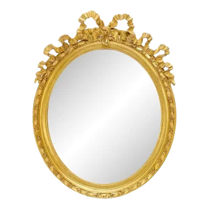 Oval Gilt Ribbon Spikelet of Wheat Pattern Carved Wood Wall Mirror