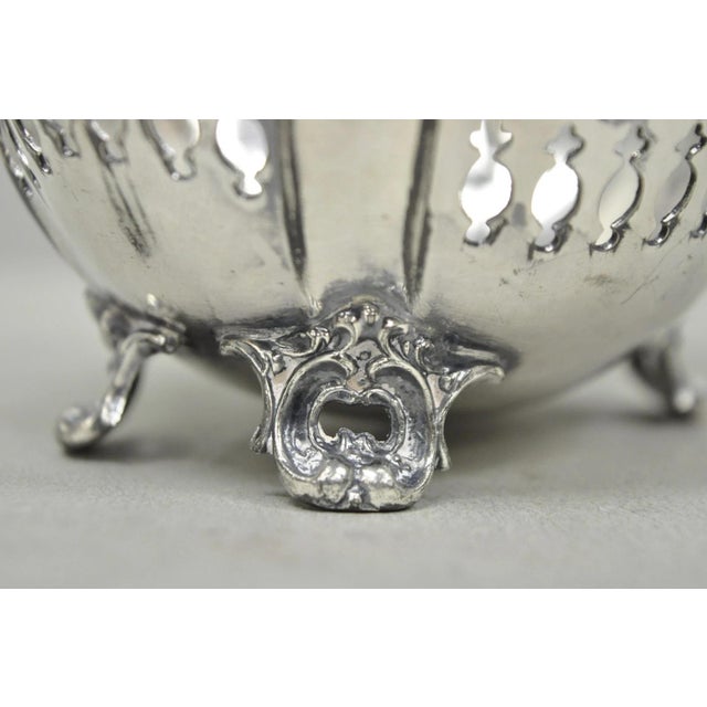 Antique Wallace Bros Victorian Silver Plated Reticulated Small Basket Nut Dish For Sale In Philadelphia - Image 6 of 15